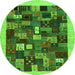 Square Abstract Green Contemporary Rug, con1615grn