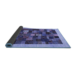 Sideview of Abstract Blue Contemporary Rug, con1615blu