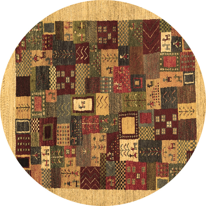Round Abstract Brown Contemporary Rug, con1615brn