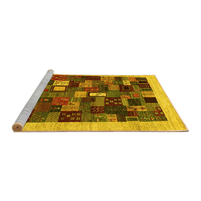 Sideview of Machine Washable Abstract Yellow Contemporary Rug, wshcon1615yw