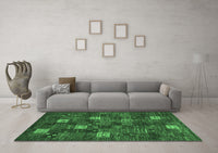 Machine Washable Abstract Emerald Green Contemporary Rug, wshcon1616emgrn