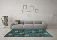 Machine Washable Abstract Light Blue Contemporary Rug, wshcon1616lblu