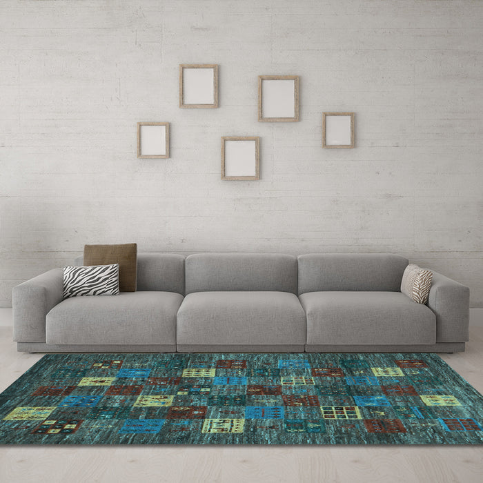 Machine Washable Abstract Light Blue Contemporary Rug in a Living Room, wshcon1616lblu