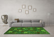 Machine Washable Abstract Green Contemporary Area Rugs in a Living Room,, wshcon1616grn