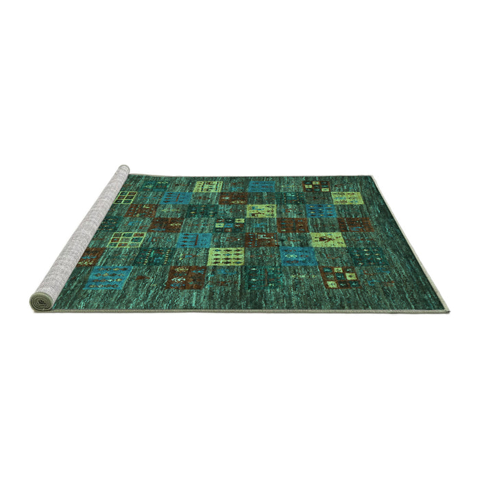 Sideview of Machine Washable Abstract Turquoise Contemporary Area Rugs, wshcon1616turq