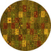 Round Abstract Yellow Contemporary Rug, con1616yw