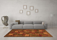 Machine Washable Abstract Orange Contemporary Rug, wshcon1616org