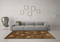 Machine Washable Abstract Brown Contemporary Rug, wshcon1616brn