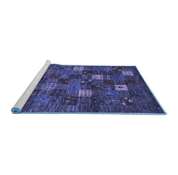 Sideview of Machine Washable Abstract Blue Contemporary Rug, wshcon1616blu
