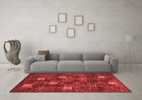 Machine Washable Abstract Red Contemporary Rug, wshcon1616red