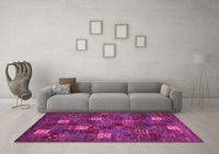 Machine Washable Abstract Pink Contemporary Rug, wshcon1616pnk