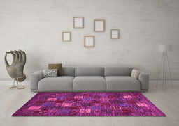 Machine Washable Abstract Pink Contemporary Rug in a Living Room, wshcon1616pnk