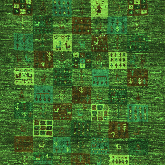 Serging Thickness of Machine Washable Abstract Green Contemporary Area Rugs, wshcon1616grn