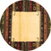 Round Abstract Brown Contemporary Rug, con1617brn