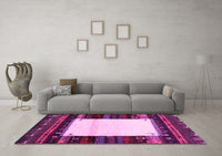 Machine Washable Abstract Pink Contemporary Rug, wshcon1617pnk