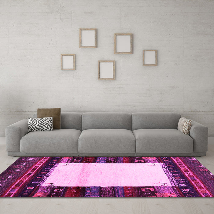 Machine Washable Abstract Pink Contemporary Rug in a Living Room, wshcon1617pnk