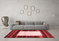 Machine Washable Abstract Red Contemporary Rug, wshcon1617red