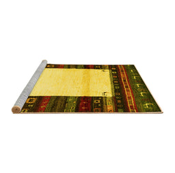 Sideview of Machine Washable Abstract Yellow Contemporary Rug, wshcon1617yw
