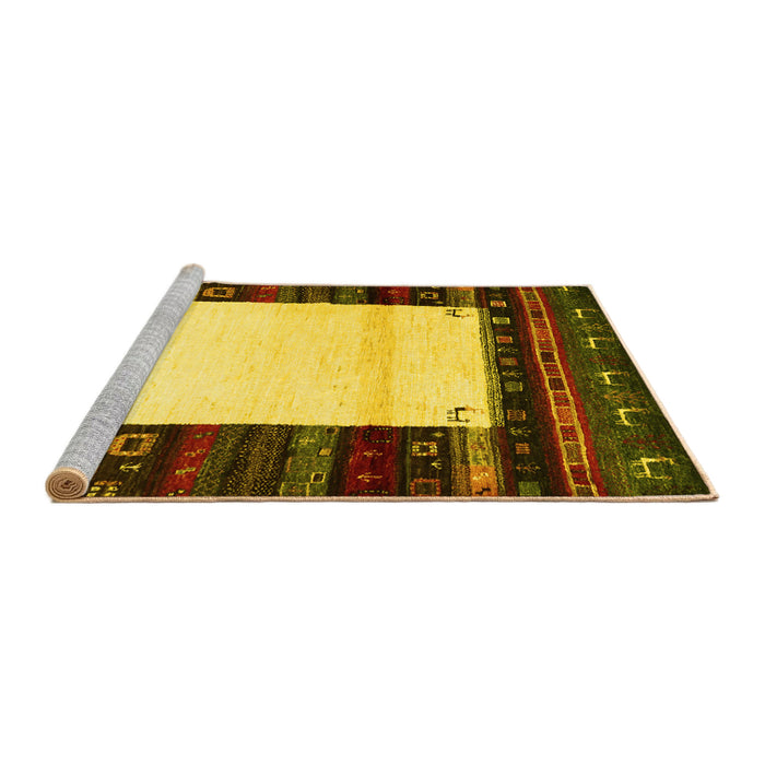 Sideview of Machine Washable Abstract Yellow Contemporary Rug, wshcon1617yw
