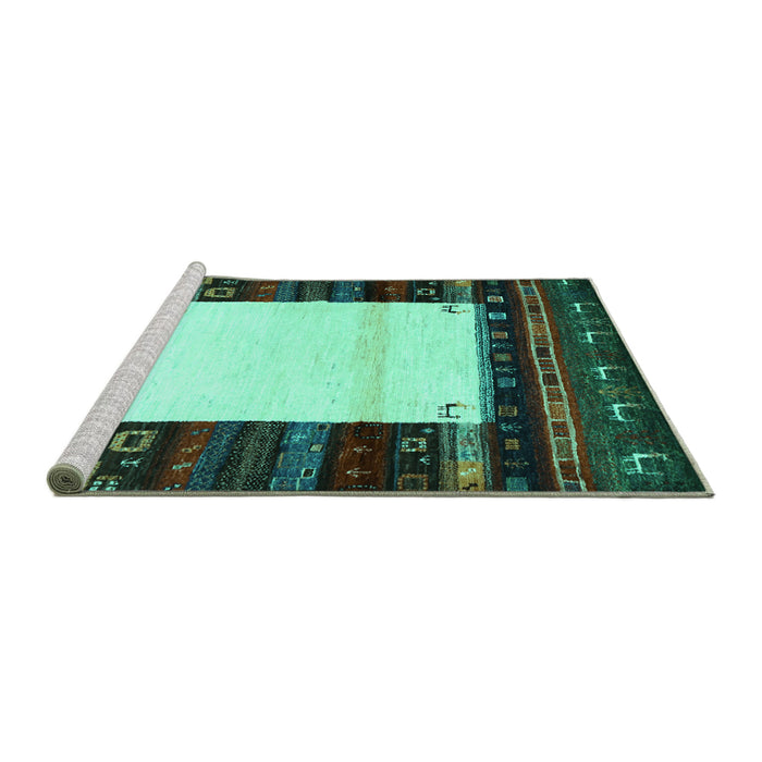 Sideview of Machine Washable Abstract Turquoise Contemporary Area Rugs, wshcon1617turq