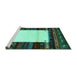 Sideview of Machine Washable Abstract Turquoise Contemporary Area Rugs, wshcon1617turq