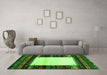 Machine Washable Abstract Green Contemporary Area Rugs in a Living Room,, wshcon1617grn