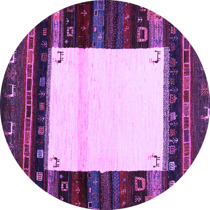 Round Machine Washable Abstract Purple Contemporary Area Rugs, wshcon1617pur