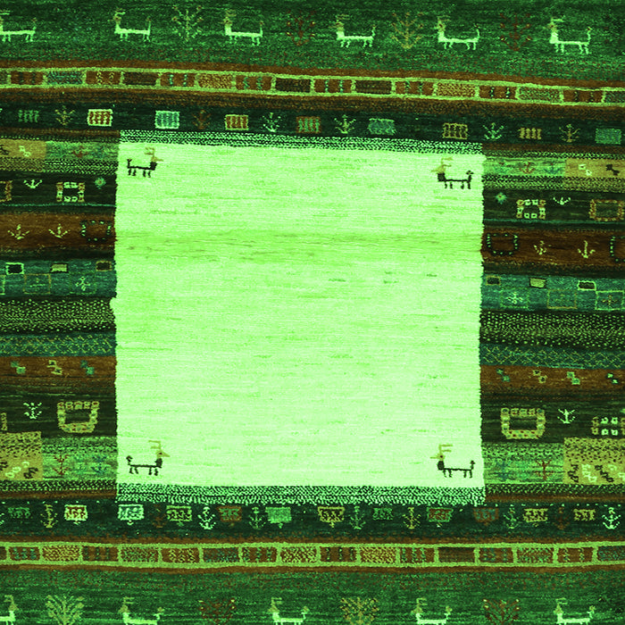Serging Thickness of Abstract Green Contemporary Rug, con1617grn