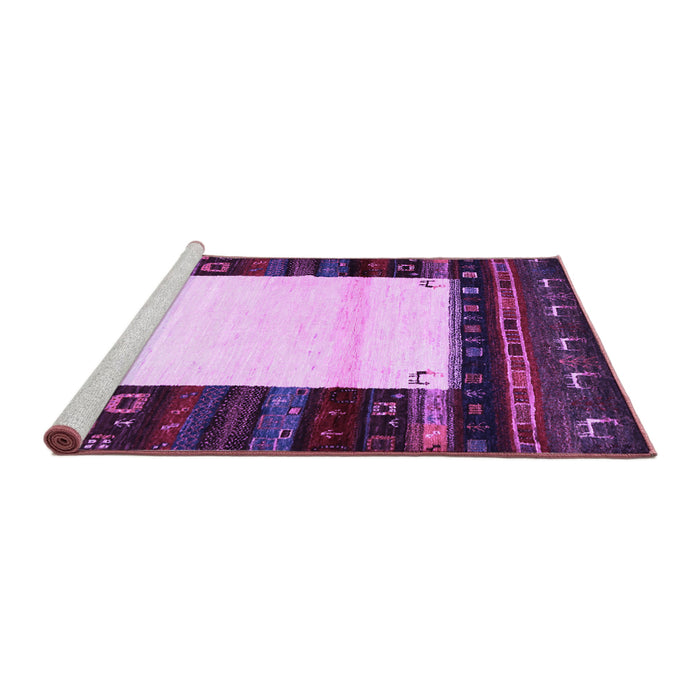 Sideview of Machine Washable Abstract Purple Contemporary Area Rugs, wshcon1617pur