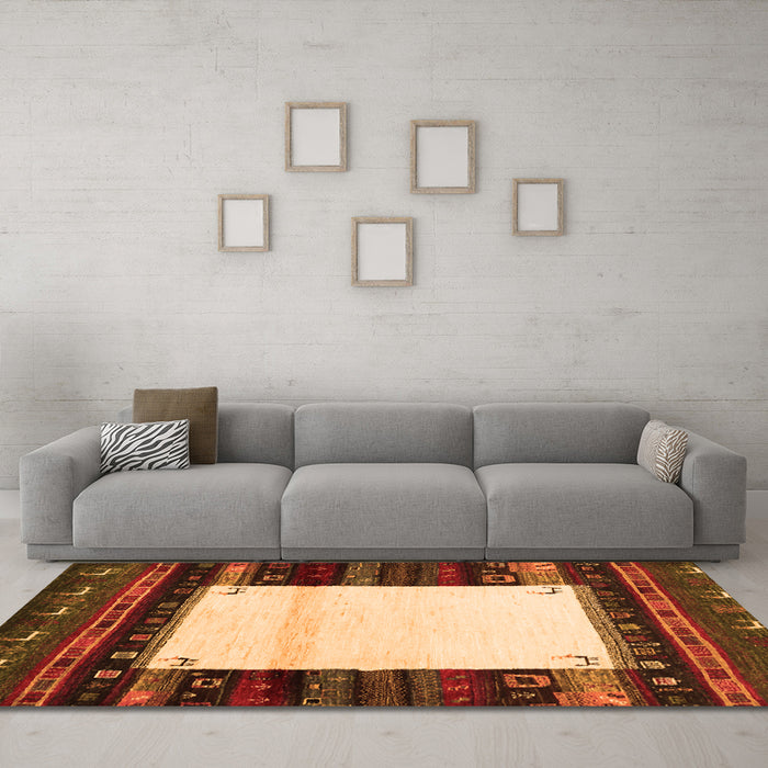 Machine Washable Abstract Orange Contemporary Area Rugs in a Living Room, wshcon1617org