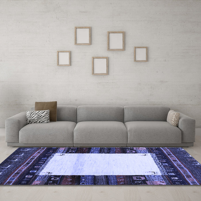 Machine Washable Abstract Blue Contemporary Rug in a Living Room, wshcon1617blu