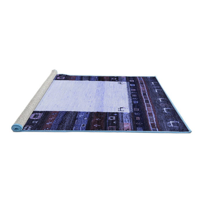Sideview of Machine Washable Abstract Blue Contemporary Rug, wshcon1617blu