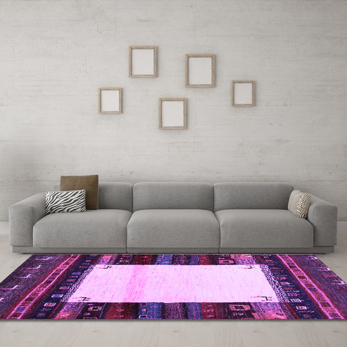 Machine Washable Abstract Purple Contemporary Area Rugs in a Living Room, wshcon1617pur