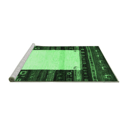 Sideview of Machine Washable Abstract Emerald Green Contemporary Area Rugs, wshcon1617emgrn