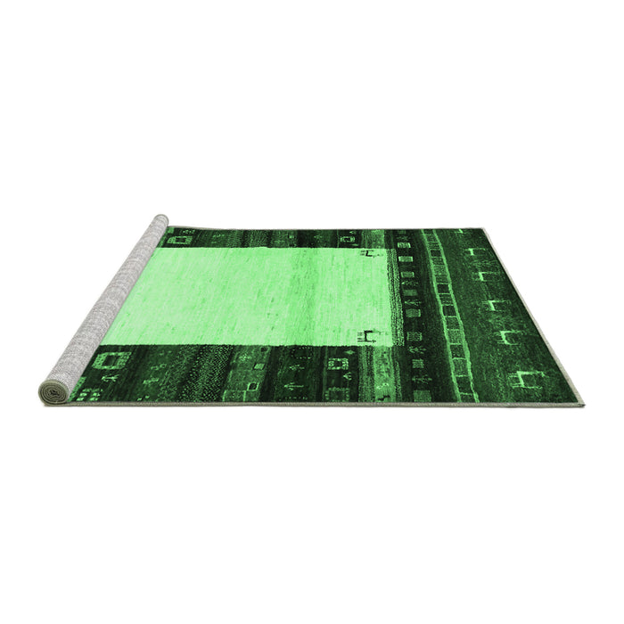 Sideview of Machine Washable Abstract Emerald Green Contemporary Area Rugs, wshcon1617emgrn
