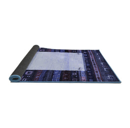 Sideview of Abstract Blue Contemporary Rug, con1617blu