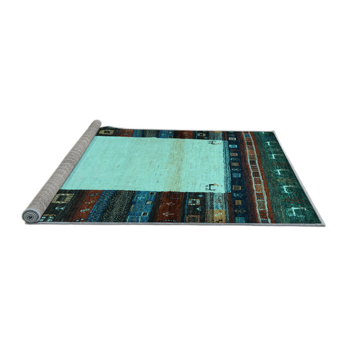 Sideview of Machine Washable Abstract Light Blue Contemporary Rug, wshcon1617lblu