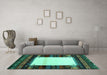 Machine Washable Abstract Turquoise Contemporary Area Rugs in a Living Room,, wshcon1617turq