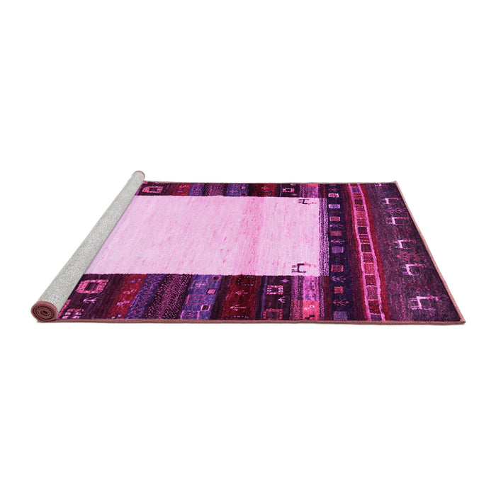 Sideview of Machine Washable Abstract Pink Contemporary Rug, wshcon1617pnk