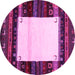 Round Abstract Pink Contemporary Rug, con1617pnk