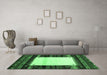 Machine Washable Abstract Emerald Green Contemporary Area Rugs in a Living Room,, wshcon1617emgrn