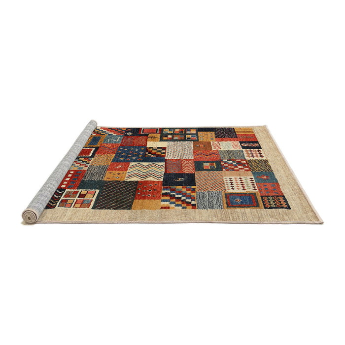 Serging Thickness of Machine Washable Contemporary Brown Red Rug, wshcon1618