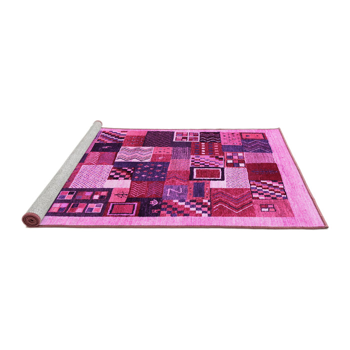 Sideview of Machine Washable Abstract Pink Contemporary Rug, wshcon1618pnk