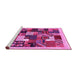 Sideview of Machine Washable Abstract Pink Contemporary Rug, wshcon1618pnk