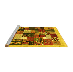 Sideview of Machine Washable Abstract Yellow Contemporary Rug, wshcon1618yw