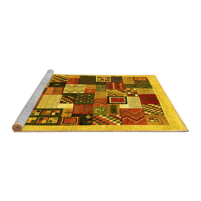 Sideview of Machine Washable Abstract Yellow Contemporary Rug, wshcon1618yw