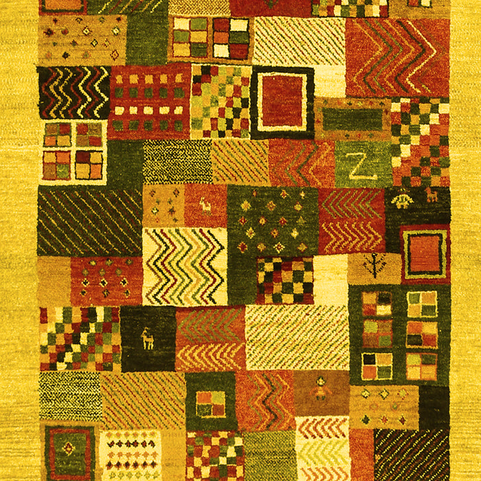 Abstract Yellow Contemporary Rug, con1618yw