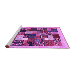 Sideview of Machine Washable Abstract Purple Contemporary Area Rugs, wshcon1618pur