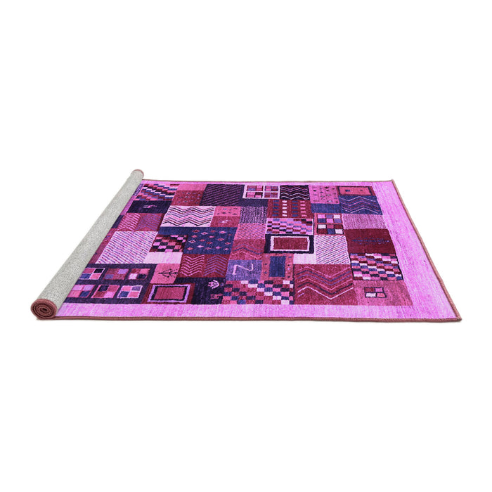 Sideview of Machine Washable Abstract Purple Contemporary Area Rugs, wshcon1618pur