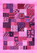 Machine Washable Abstract Pink Contemporary Rug, wshcon1618pnk